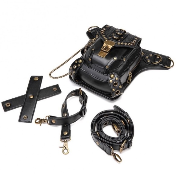 🍒 POUCH BAG LEATHER CROSSBODY MULTPURPOSE PURSE UTLITY BELT FANNY PACK CHAIN - Picture 11 of 16